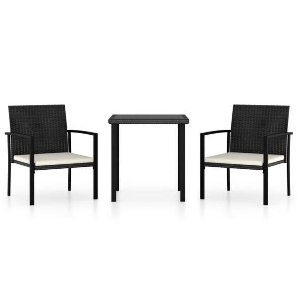 vidaXL 3 Piece Outdoor Dining Set Poly Rattan Black