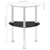 vidaXL 2-Tier Side Table Transparent & Black 38x38x50cm Tempered Glass