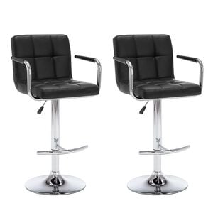 vidaXL Bar Stools 2 pcs Black Faux Leather