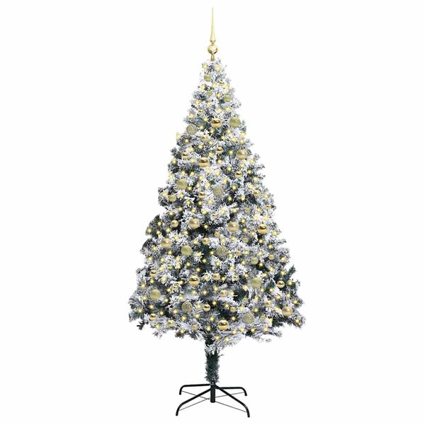 vidaXL Artificial Christmas Tree with 300 LEDs with Stand White 210 cm