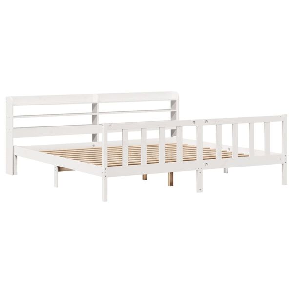 vidaXL Bed Frame without Mattress White 180x200 cm Super King Solid Wood Pine