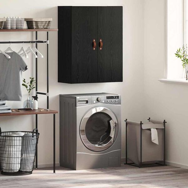 vidaXL Wall Cabinet Black Oak 69.5 x 34 x 90 cm Engineered Wood