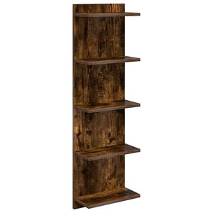vidaXL Wall Shelf Smoked Oak 30 x 15 x 100 cm Engineered Wood