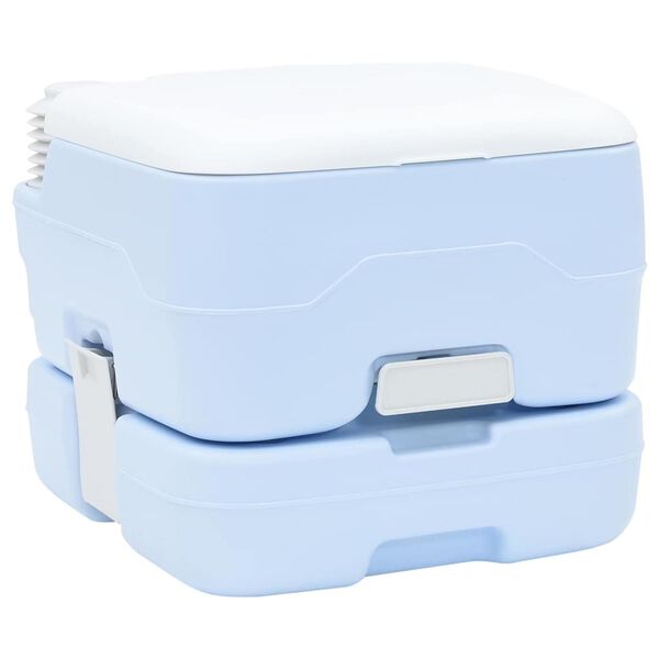 vidaXL Camping Toilet Manual Light Blue and White 41.5 x 36.5 x 30 cm