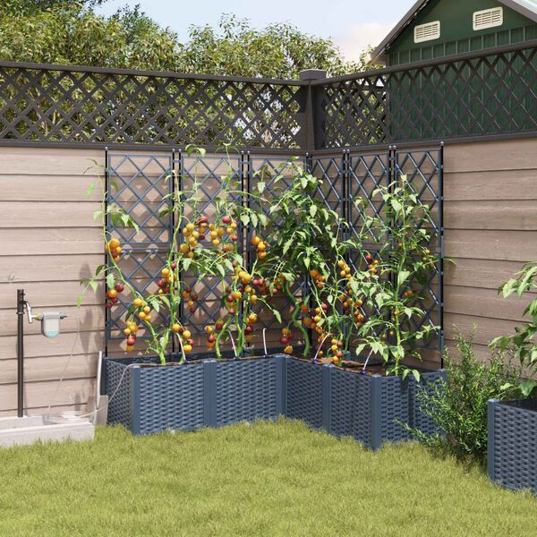 vidaXL Garden Planter 4 pcs Grey 120 x 120 x 142 cm Steel