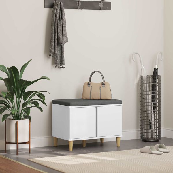 vidaXL Hall Bench with Cushion with Storage White 60 x 38 x 46 cm