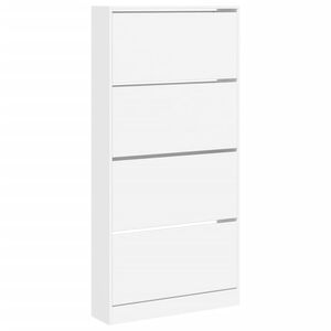 vidaXL Shoe Cabinet with 4 Flip-Drawers White 80x21x163.5 cm
