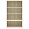 vidaXL 4-Tier Book Cabinet White and Sonoma Oak 80x24x142 cm Engineered Wood