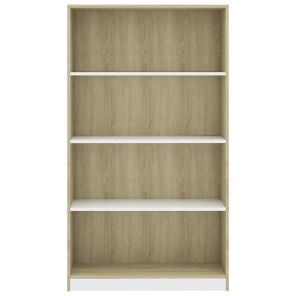vidaXL 4-Tier Book Cabinet White and Sonoma Oak 80x24x142 cm Engineered Wood