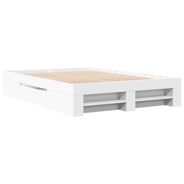 vidaXL Bed Frame without Mattress White 135x190 cm Double Engineered Wood