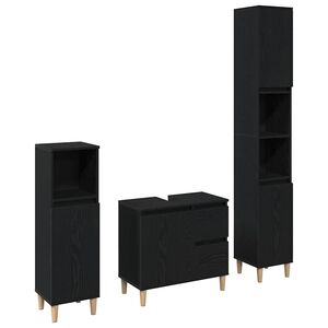 vidaXL Bathroom Furniture Set 3 pcs Black Oak