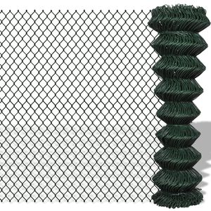 vidaXL Chain Link Fence Steel 1,5x15 m Green