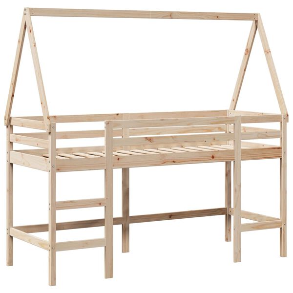 vidaXL Loft Bed with Ladder and Roof without Mattress 90x200 cm