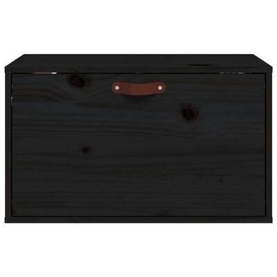 vidaXL Wall Cabinet Black 60x30x35 cm Solid Wood Pine