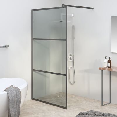 vidaXL Walk-in Shower Wall 100x195cm Dark ESG Glass Black