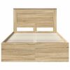 vidaXL Bed Frame with Headboard Sonoma 120 x 200 cm Solid Pine Wood