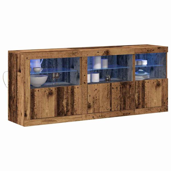 vidaXL LED Sideboard Old Wood 162 x 37 x 67 cm Engineered Wood