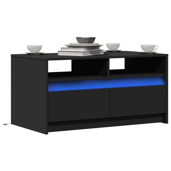 vidaXL Coffee Table with LED Lights Black Engineered Wood