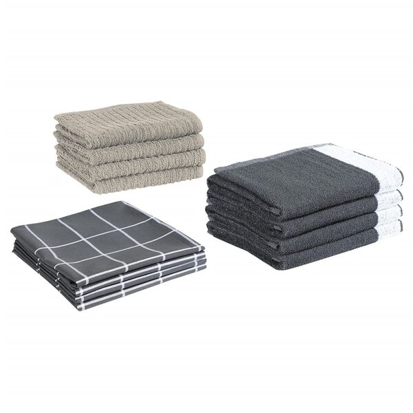 vidaXL 12 Piece Towel Set Grey Cotton