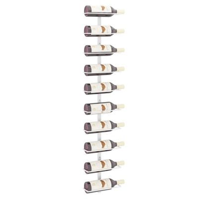 vidaXL Wall-mounted Wine Rack for 10 Bottles White Metal