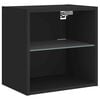 vidaXL Bedside Cabinet with LED Lights Wall-mounted Black