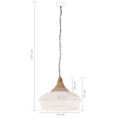 vidaXL Industrial Hanging Lamp White Iron & Solid Wood 45 cm E27