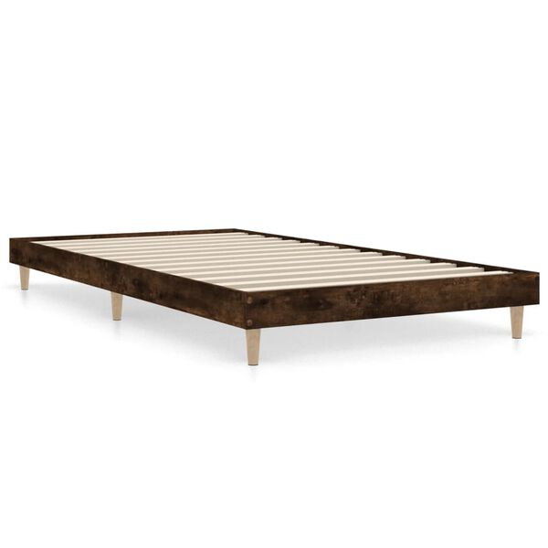 vidaXL Bed Frame without Mattress Smoked Oak 100x200 cm Engineered Wood