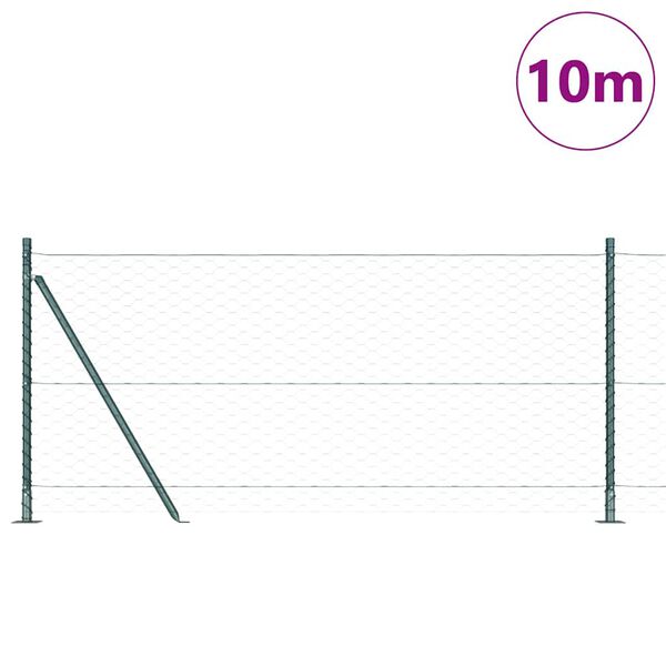 vidaXL Fence Post Green 10 x 0.8 m (50 mm mesh) Steel and PVC