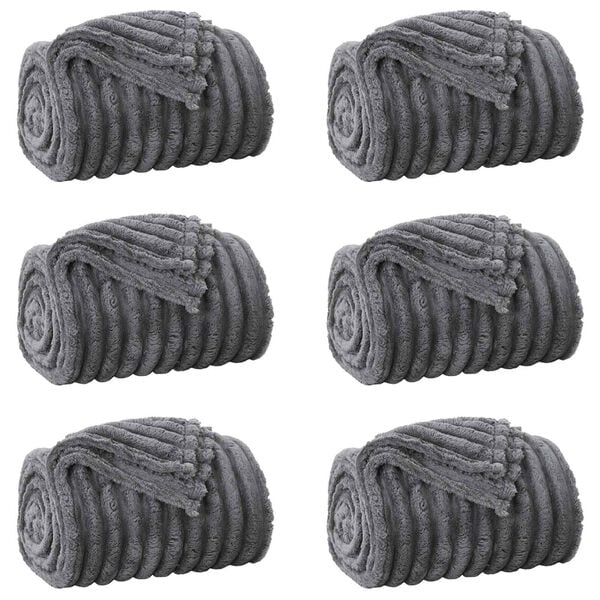 vidaXL Throw Blankets 6 pcs Dark Grey 270 x 240 cm Fleece