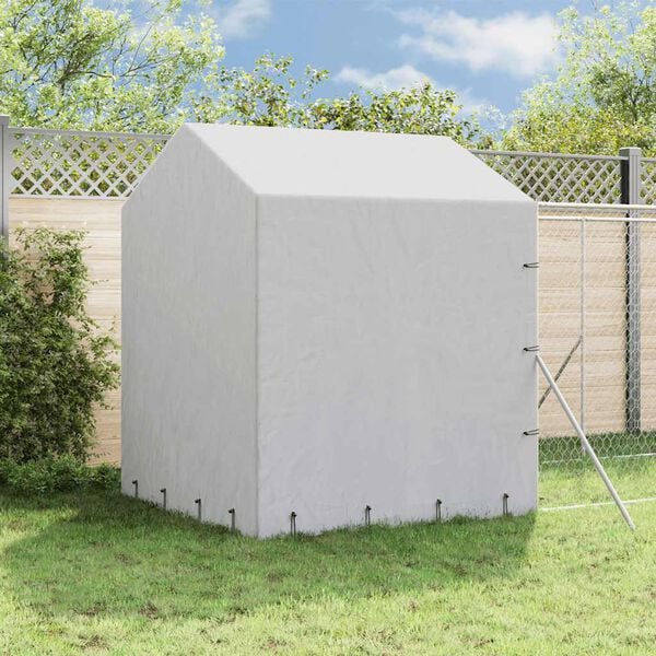 vidaXL Outdoor Dog Kennel with Roof Silver 2x14x2.5 m Galvanised Steel