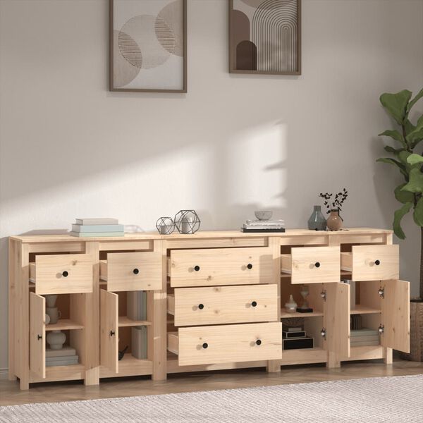 vidaXL Sideboard 230x35x80 cm Solid Wood Pine
