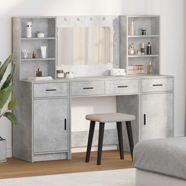 vidaXL Dressing Table Set 3 pcs Concrete Grey Engineered Wood