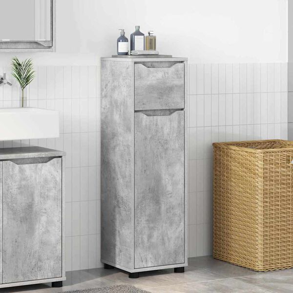 vidaXL Bathroom Cabinet with Drawer Concrete Grey 30.5 x 30 x 101 cm