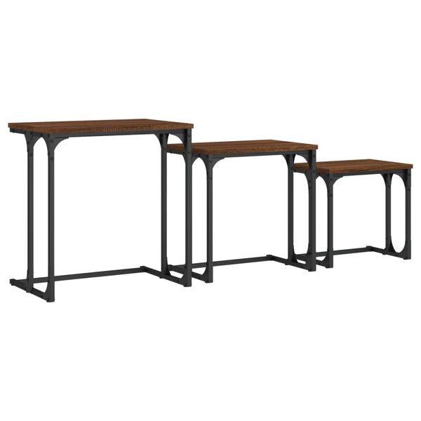 vidaXL Nesting Coffee Tables 3 pcs Brown Oak Engineered Wood