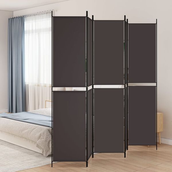 vidaXL 5-Panel Room Divider Brown 250x220 cm Fabric