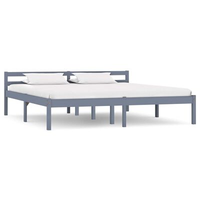 vidaXL Bed Frame Grey Solid Pine Wood 180x200 cm Super King