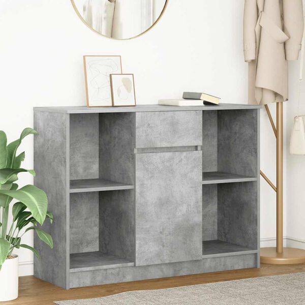 vidaXL Sideboard with Drawer Concrete Grey 101x35x76 cm Engineered Wood