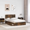vidaXL Storage Bed with Drawer Smoked Oak 120 x 190 cm Engineered Wood