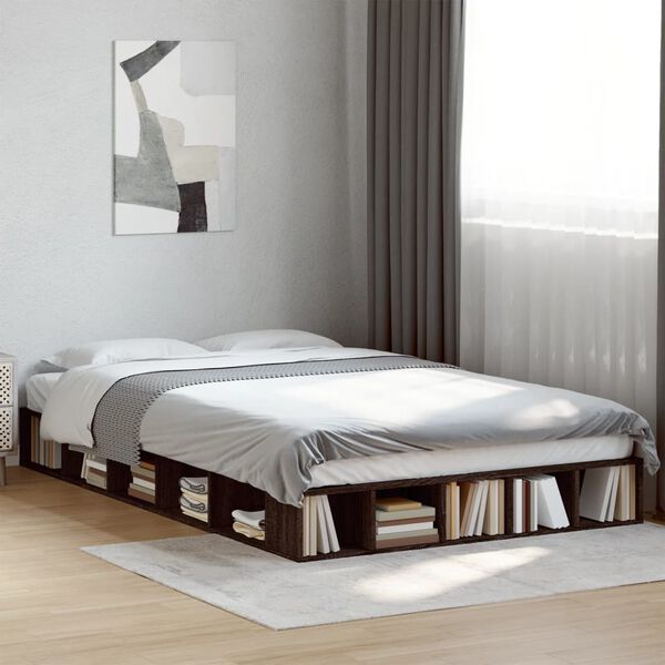 vidaXL Bed Frame without Mattress Brown Oak 140x190 cm