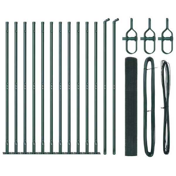 vidaXL Fence Post Green 25 x 1.2 m (12 x 12 mm mesh) Steel and PVC