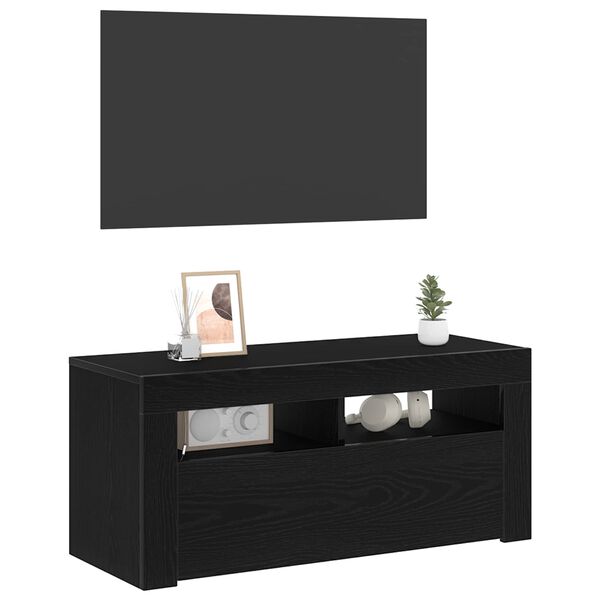 vidaXL TV Cabinet Black Oak 90 x 35 x 40 cm Engineered Wood
