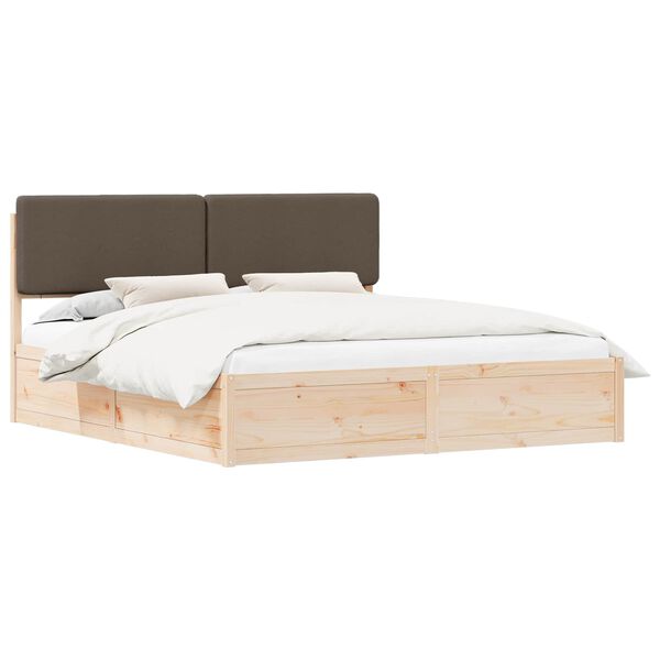 vidaXL Bed Frame with Upholstered Headboard Taupe 180 x 200 cm