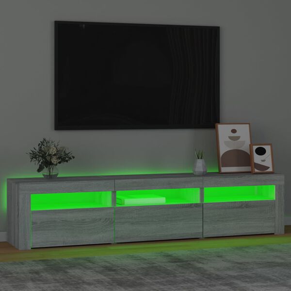 vidaXL TV Cabinet with LED Lights Grey Sonoma 180x35x40 cm