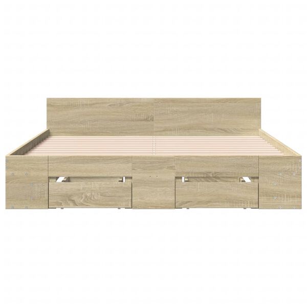 vidaXL Bed Frame with Drawers without Mattress Sonoma Oak 150x200 cm King Size