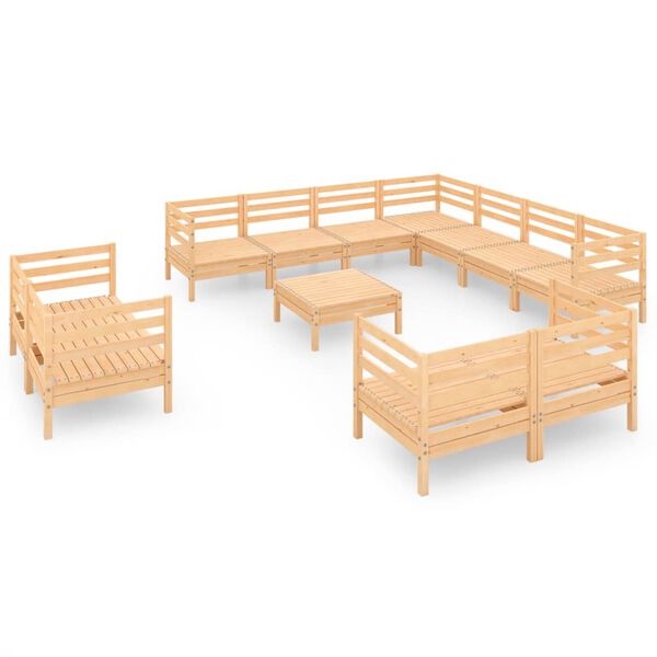 vidaXL 12 Piece Garden Lounge Set Solid Wood Pine