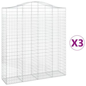 vidaXL Arched Gabion Baskets 3 pcs 200x50x220/240 cm Galvanised Iron
