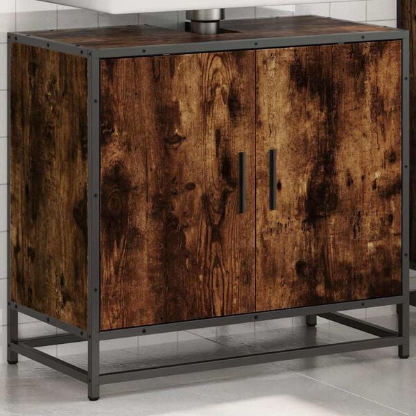 vidaXL Bathroom Sink Cabinet Smoked Oak 65x33x60 cm Engineered Wood
