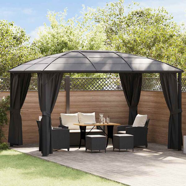 vidaXL Gazebo with Curtains 400x300x265 cm Anthracite