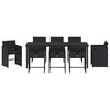 vidaXL Garden Dining Set with Cushion 9 pcs Black Poly Rattan