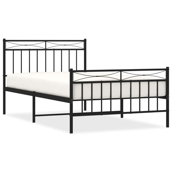 vidaXL Metal Bed Frame without Mattress with Footboard Black 107x203cm